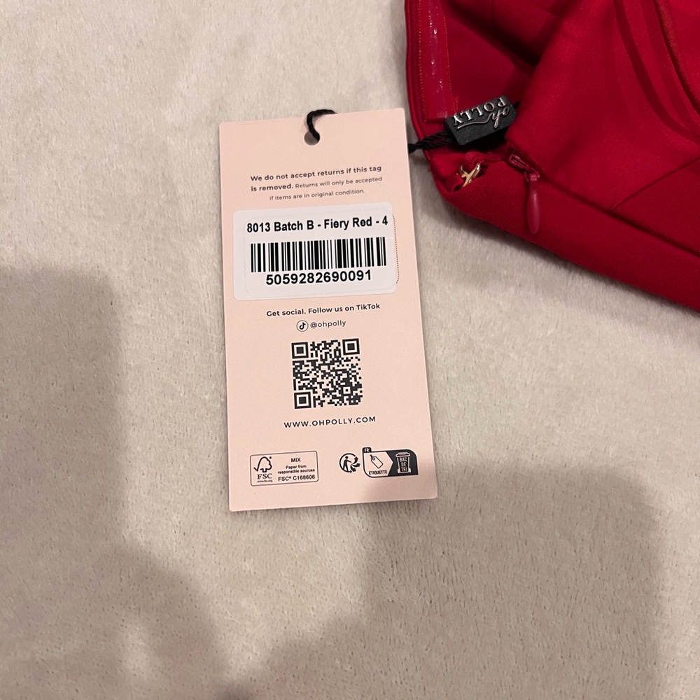 BRAND NEW red size 0 Oh Polly strapless mini homecoming dress with lace up back. - Picture 5 of 9